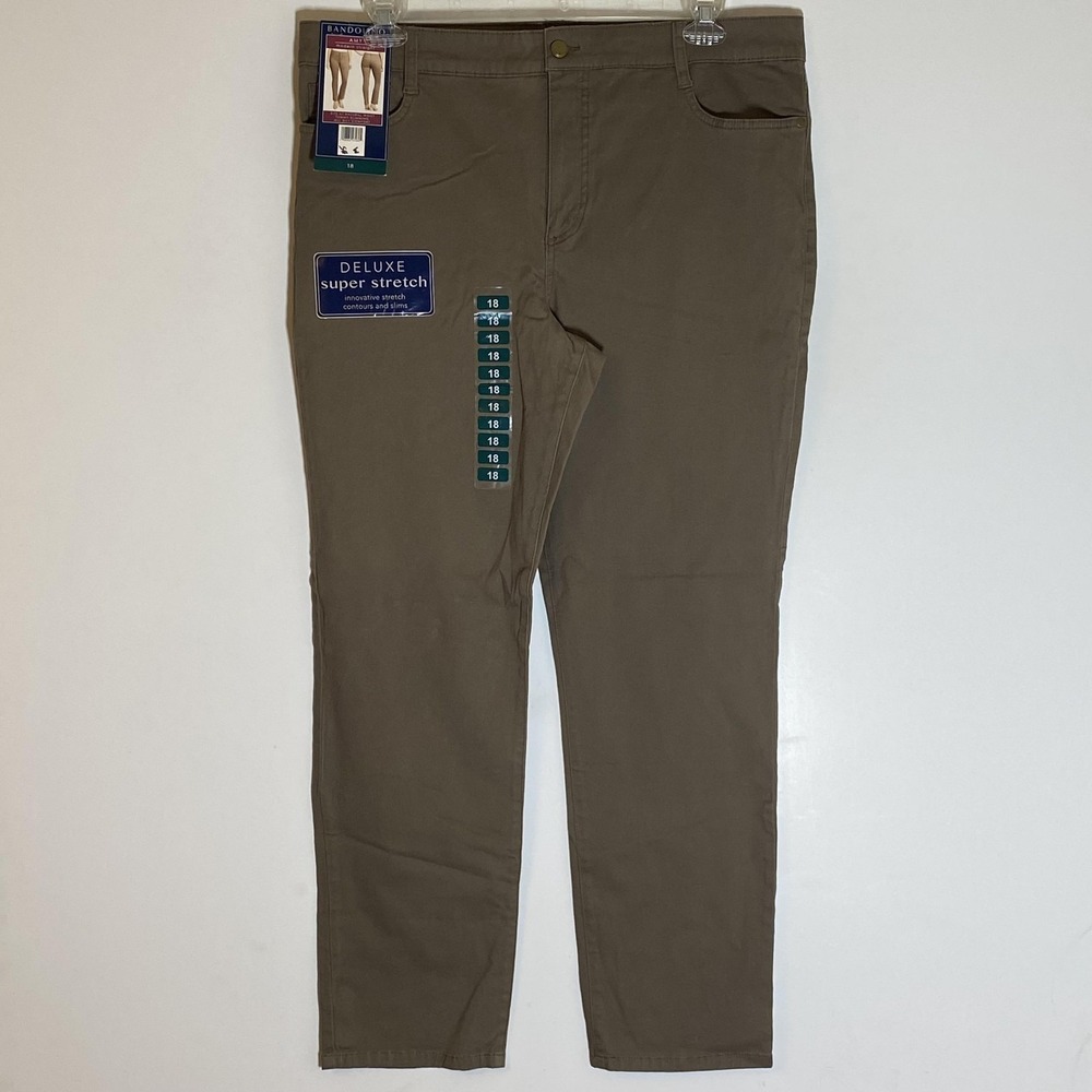 Bandolino Jeans‎ Womens 18 Brown Khaki Amy Modern Straight Deluxe Super Stretch